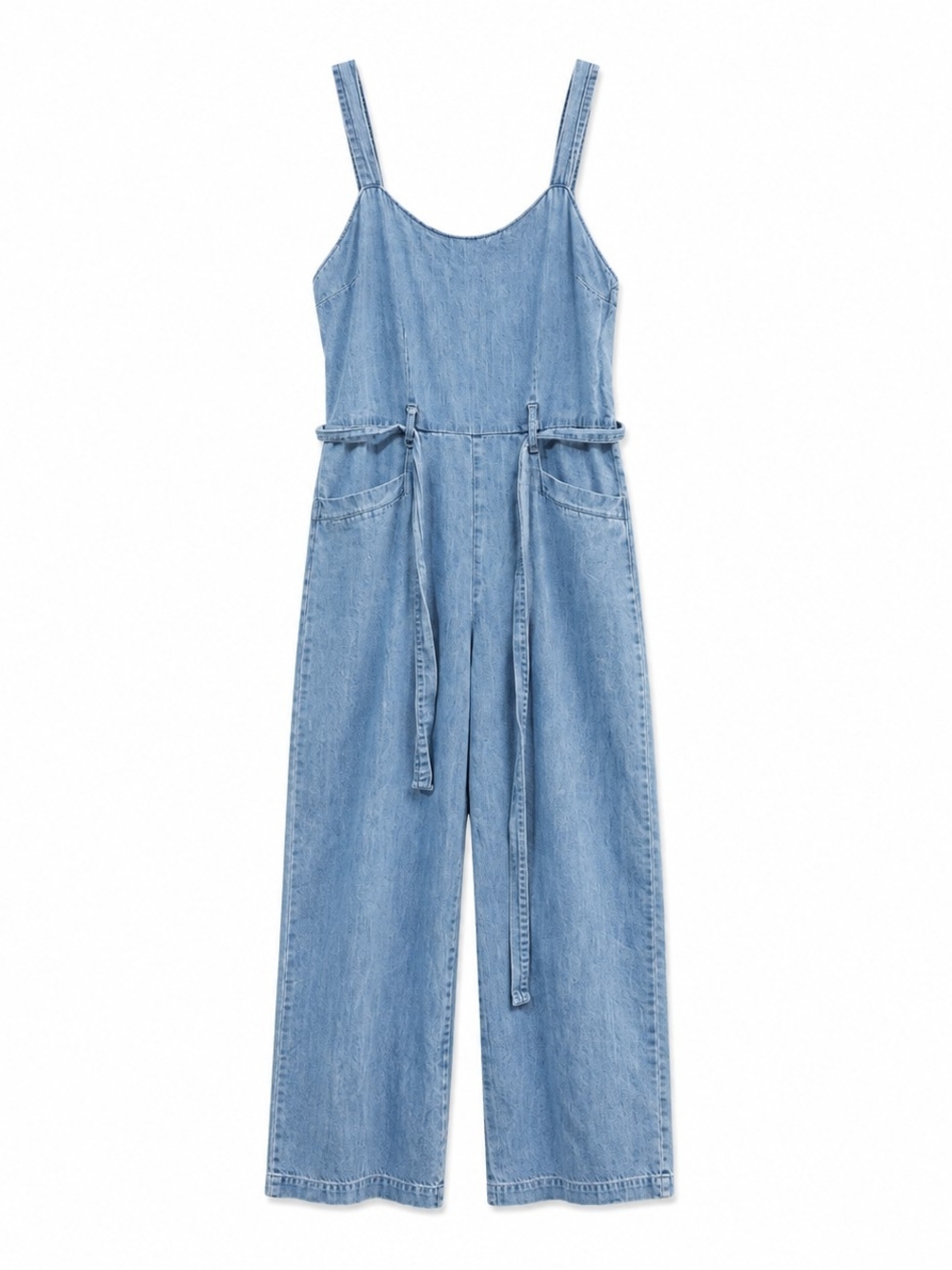 Denim Wide-Leg Jumpsuit Overalls - Light Blue by REWASH Sz Small
